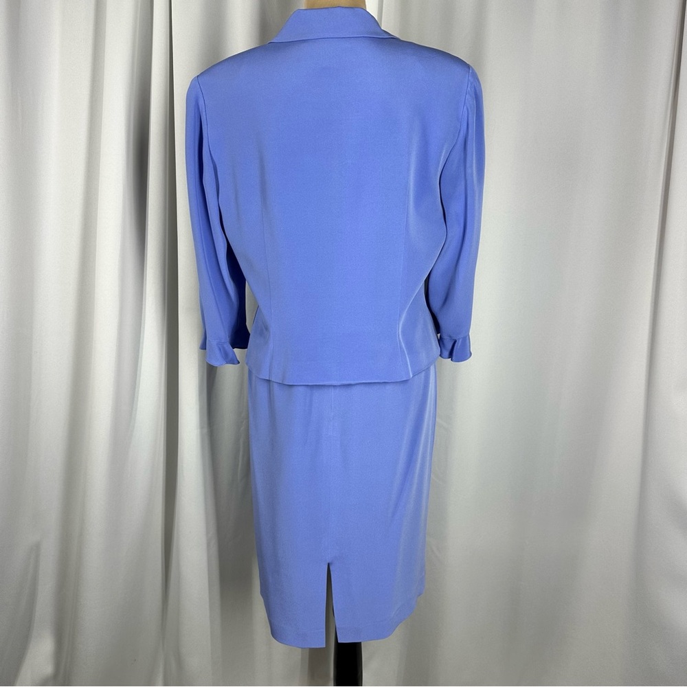 Maggy London 100% Silk 2-Piece Sz 12 Skirt Suit Periwinkle Lined MOB Formal - Picture 3 of 16